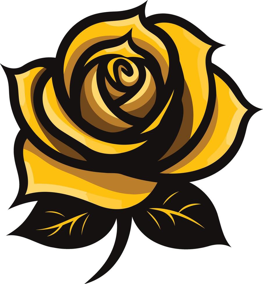 A bold and stylized yellow rose, perfect for adding a touch of elegance and beauty to your designs vector