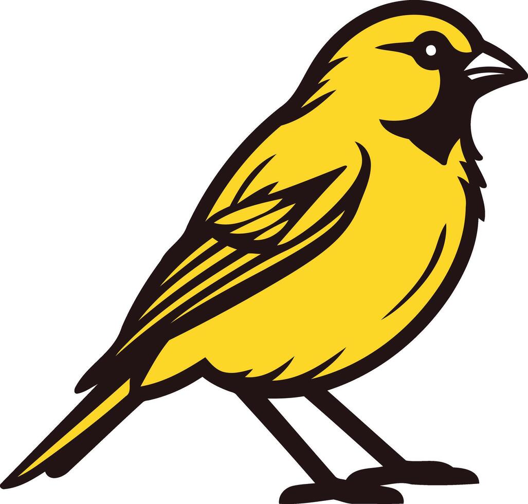 Simple and bold illustration of a yellow bird, perfect for logo design, branding, or mascot vector