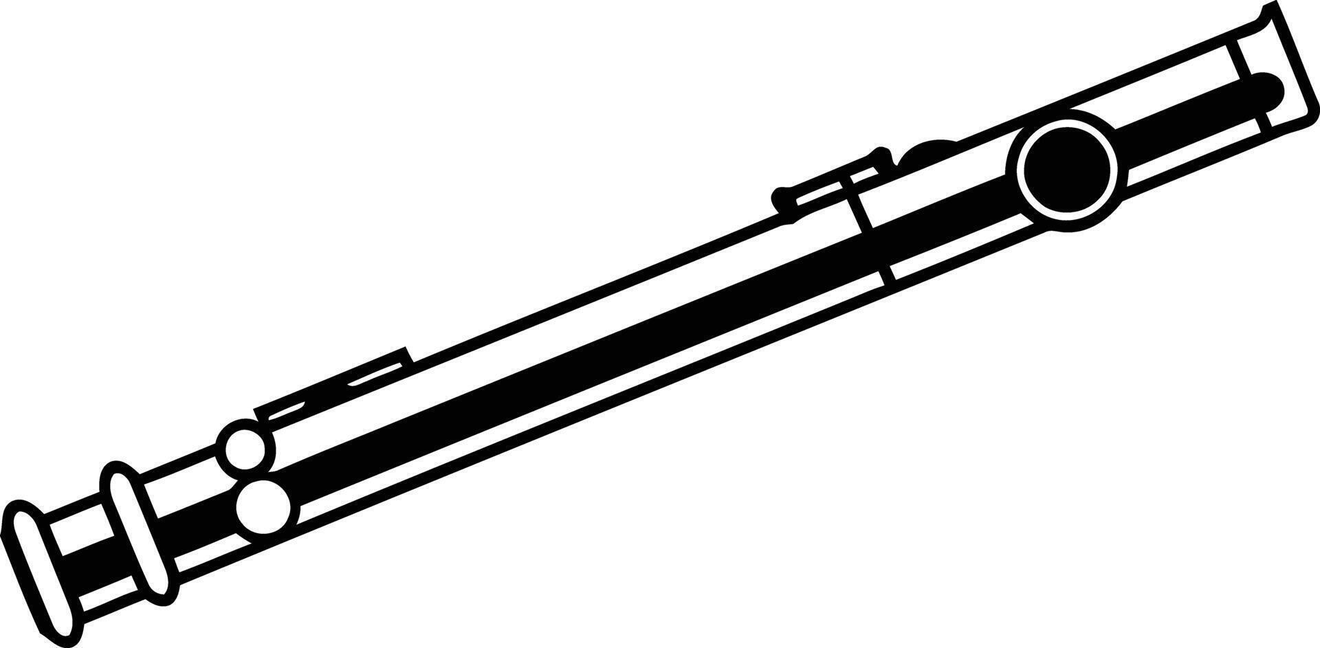 Black and white illustration of a flute isolated on white background vector