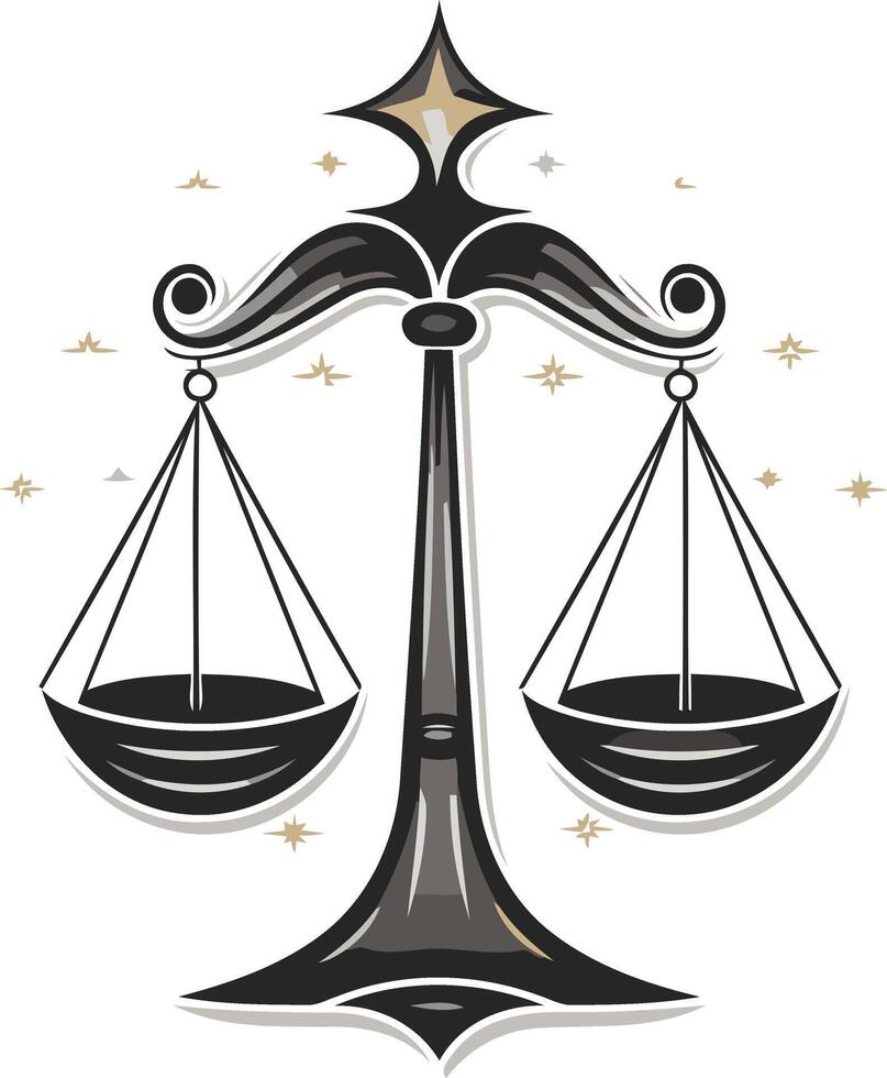 Stylized illustration of a libra zodiac sign scale, perfect for astrology, horoscope, or justice themed designs vector
