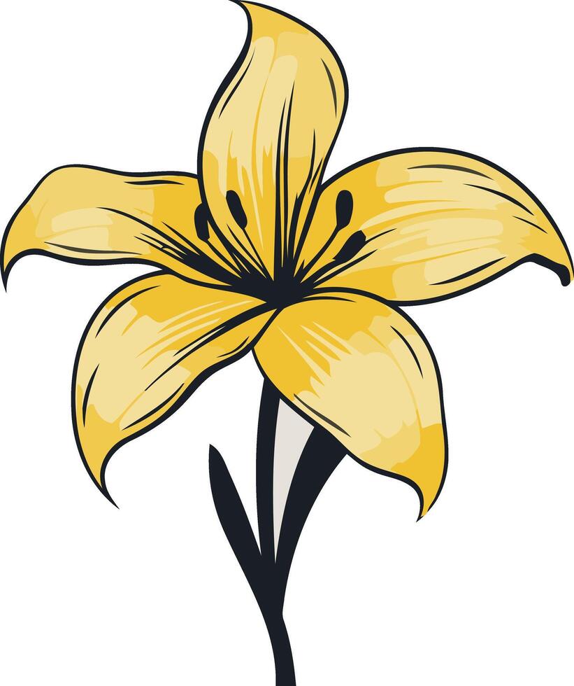 Elegant yellow lily flower with delicate petals vector