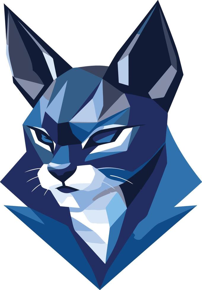 Geometric blue cat head logo vector