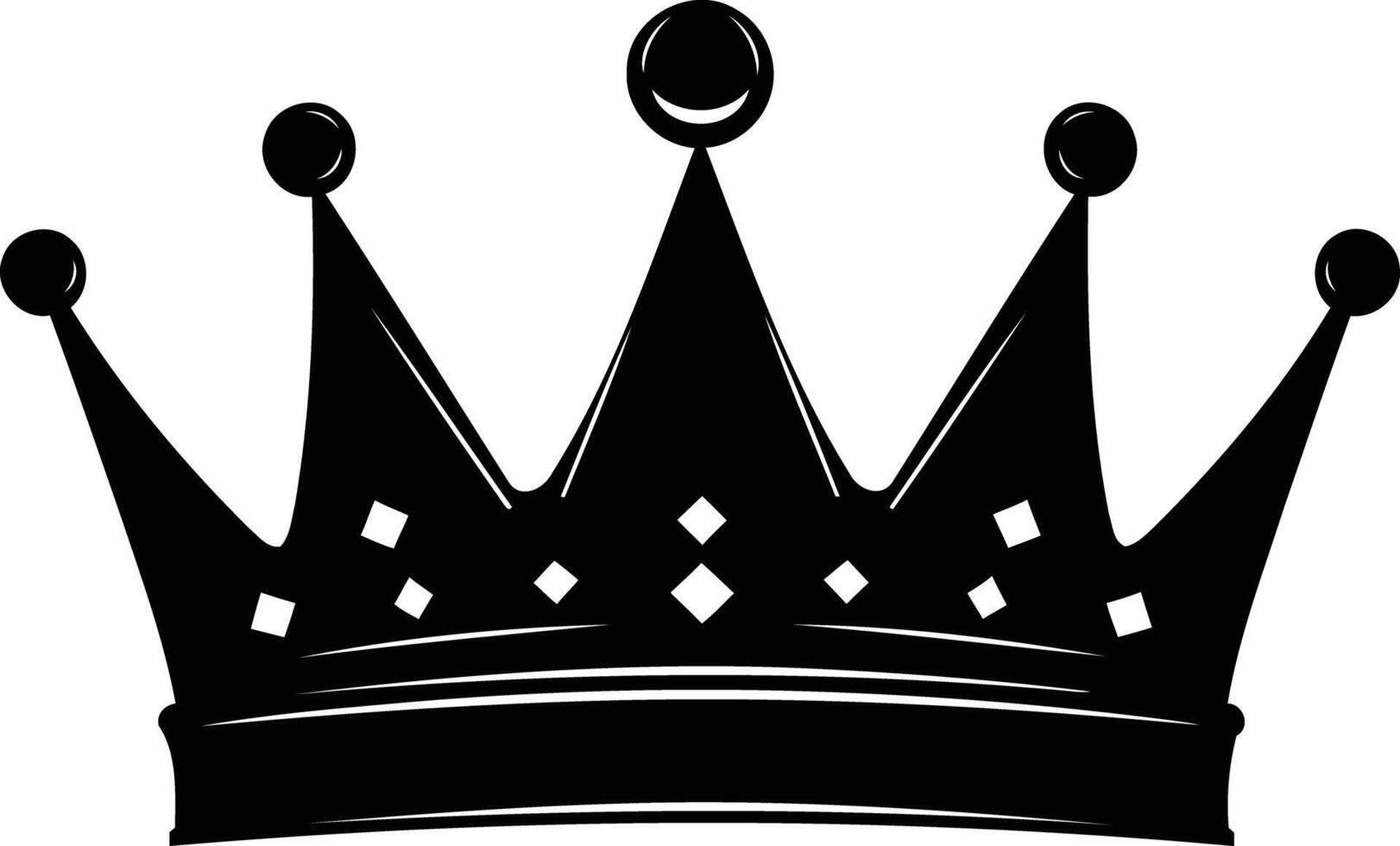 A classic, bold silhouette of a king's crown vector