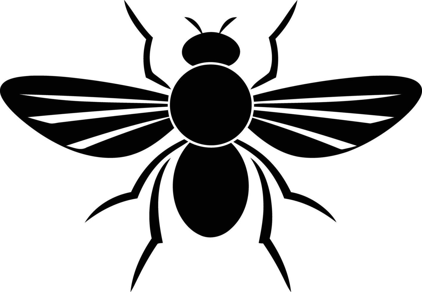 Simple and striking silhouette of a stylized bee, perfect for use as a logo or design element vector