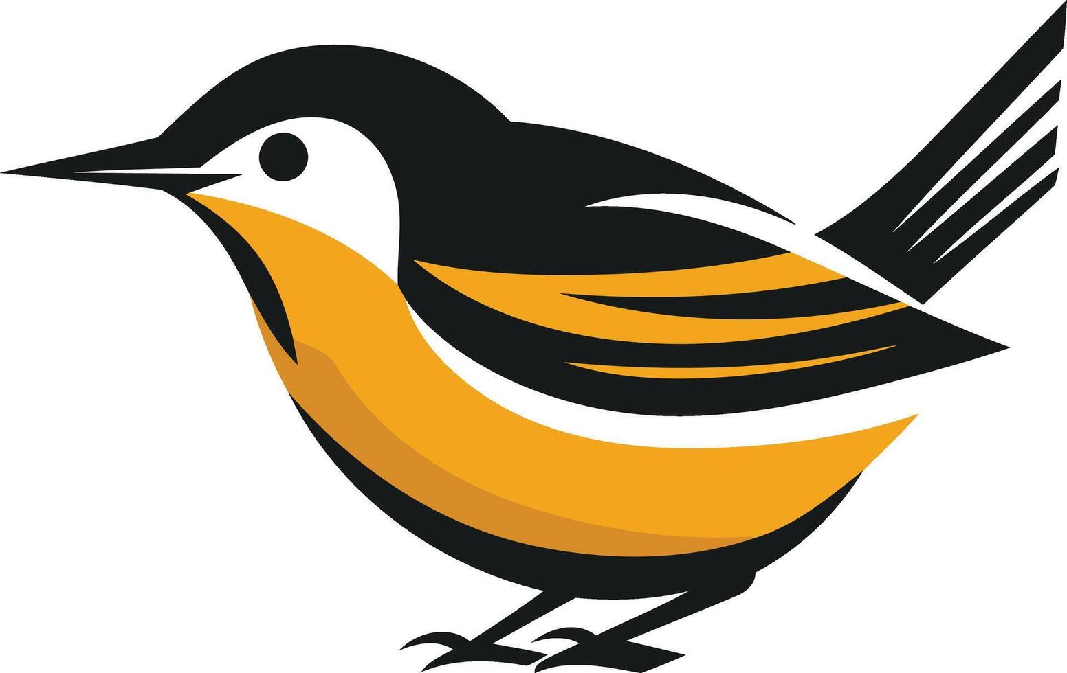 A simple, stylized illustration of a yellow and black bird, perfect for logo design, branding, or nature themed projects vector