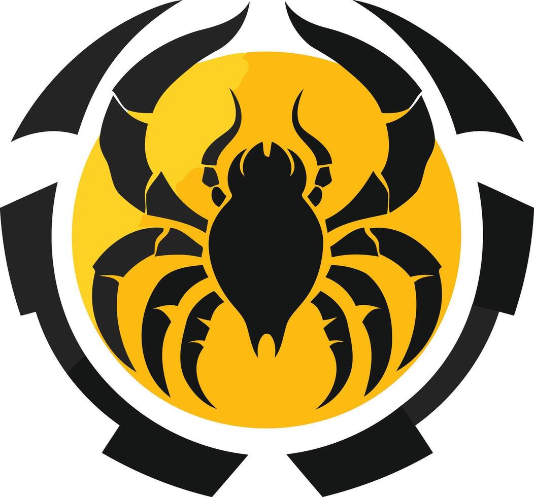 Stylized Black Spider on Yellow Circle vector