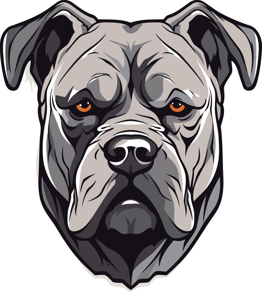 A powerful and intense portrait of a brindle bulldog, perfect for designs that require a strong, confident, and maybe even a bit menacing presence vector