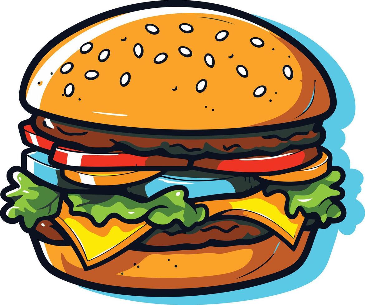 A cartoon illustration of a delicious, juicy hamburger vector