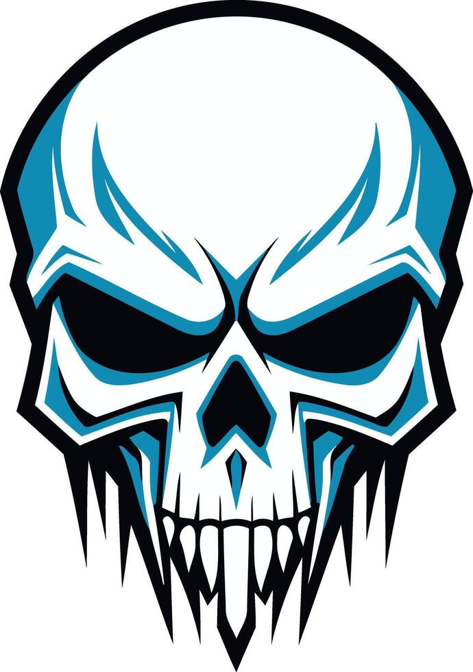 A fierce, stylized skull with a blue accent vector