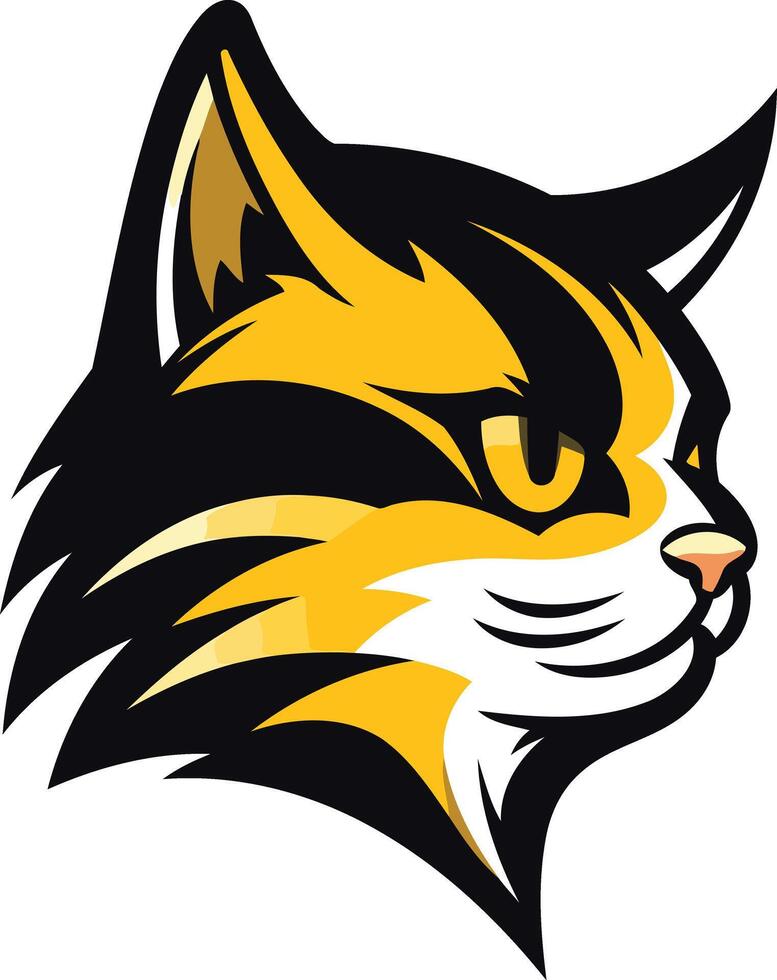 Bold and fierce, this element illustration of a cat's head is perfect for mascot design, branding, or sports team logos vector
