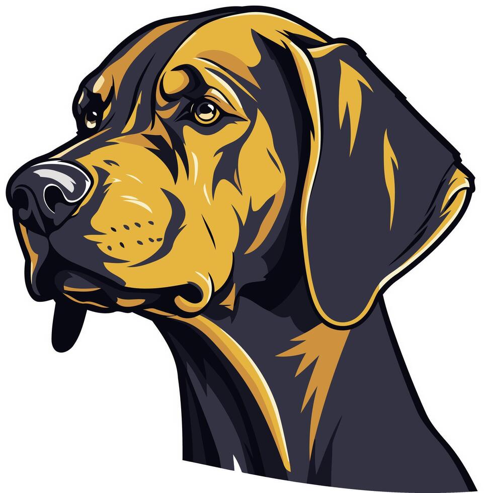A bold and detailed illustration of a hunting dog's head, perfect for branding, logos, or promotional materials for hunting related businesses vector