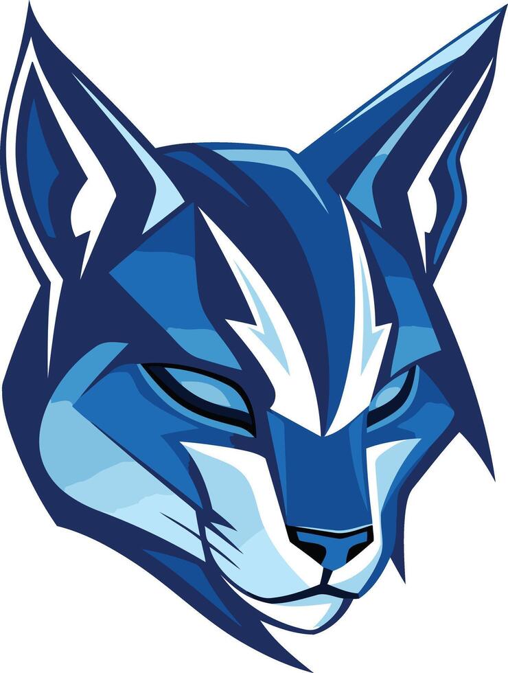 A stylized blue wolf head logo design, perfect for a sports team, gaming clan, or tech company looking for a fierce and modern brand identity vector