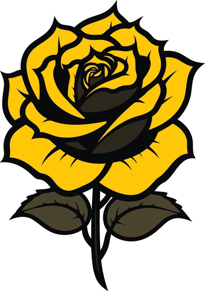 A bold, yellow rose illustration perfect for branding, design, and more vector