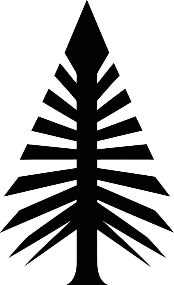 Simple, black and white silhouette of a stylized pine tree vector
