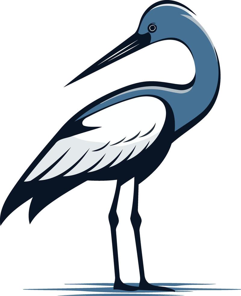A minimalist illustration of a blue heron, perfect for branding, logos, and nature themed designs vector