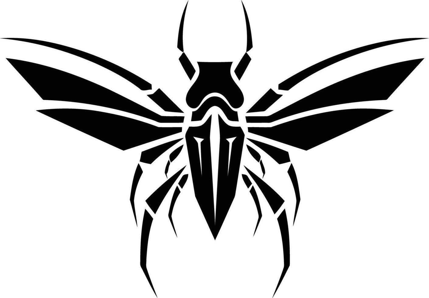 Stylized insect silhouette with wings spread wide, perfect for logo design, tattoo art, or any project needing a bold and graphic aesthetic vector