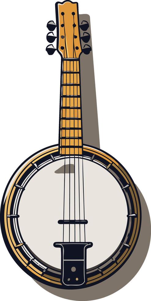 A simple, clean illustration of a banjo with a white background vector