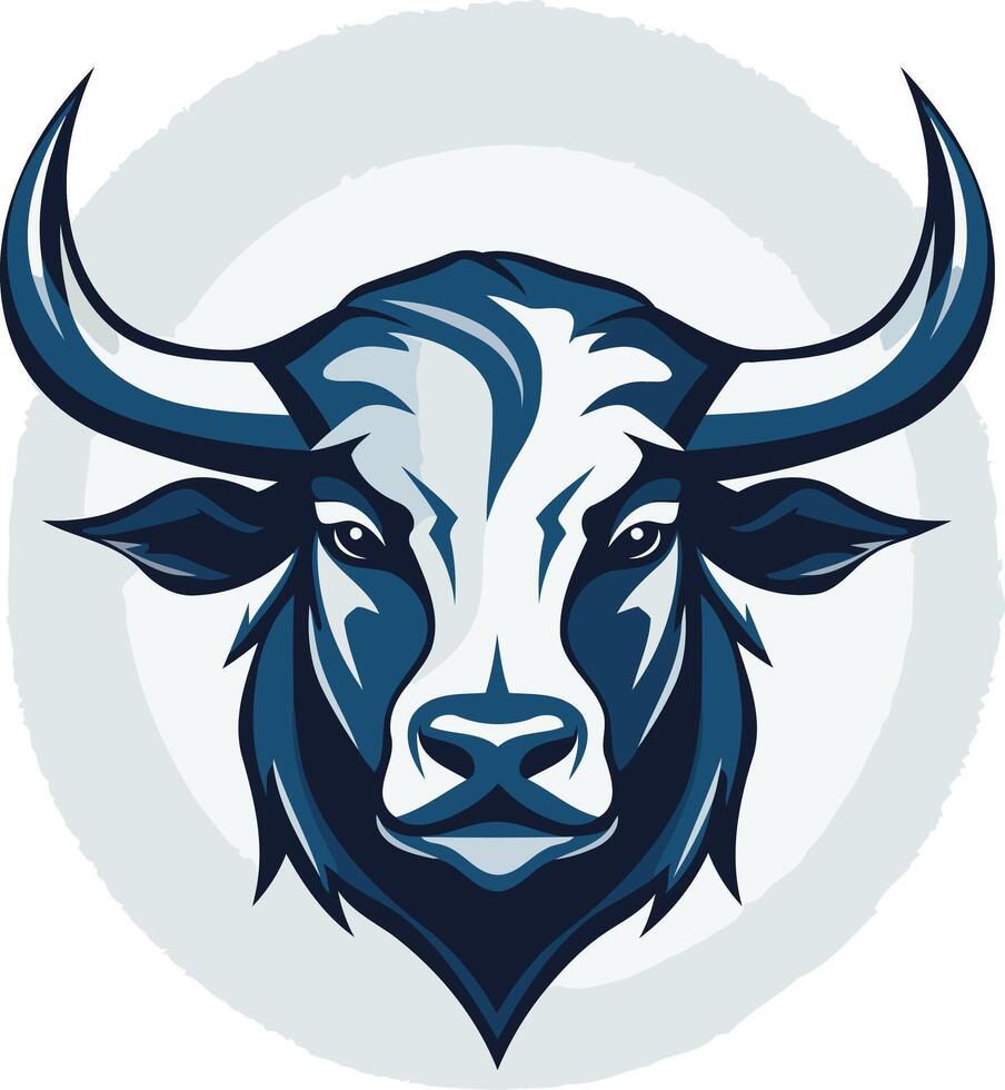 A powerful bull head logo design, featuring a strong and determined expression vector