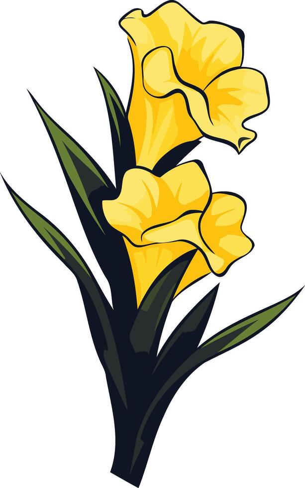 Elegant yellow flowers with a simple, graphic design vector