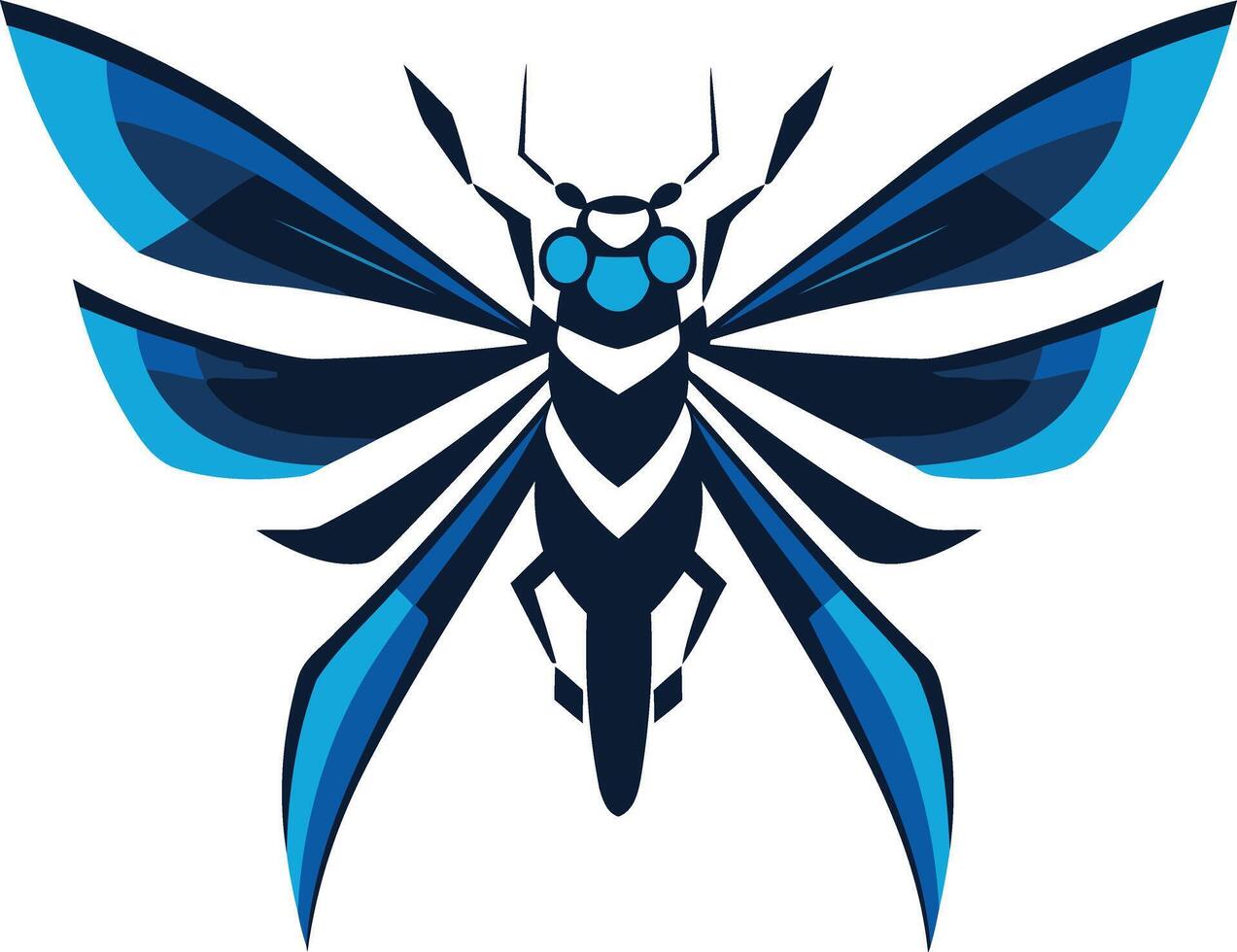 Abstract insect logo design with blue and black colors vector
