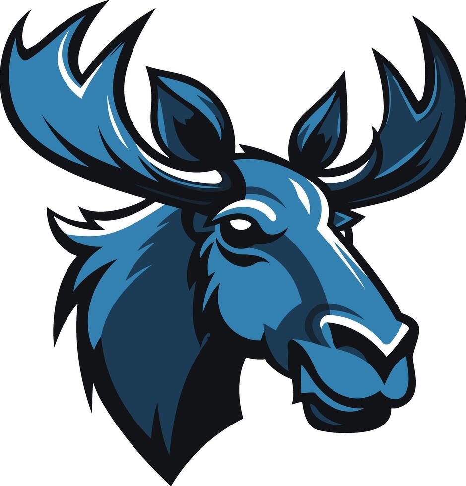 Bold, blue moose head mascot design, perfect for sports teams, logos, and branding vector