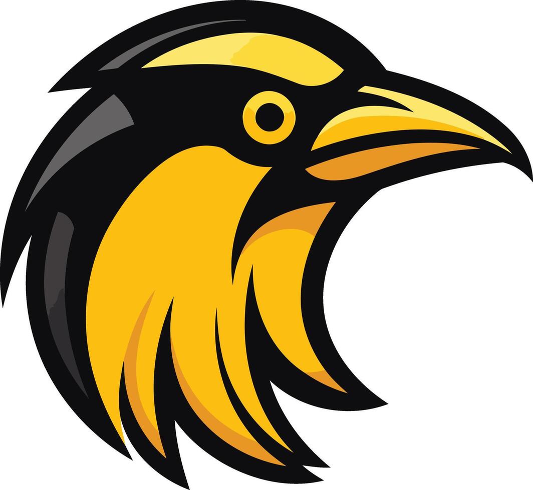 A bold and striking cartoon style illustration of a bird's head, perfect for branding or mascot designs vector