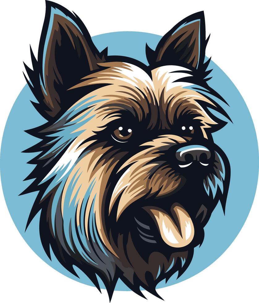 A playful and energetic yorkshire terrier with a tongue sticking out, perfect for pet related businesses, t shirts, and social media vector