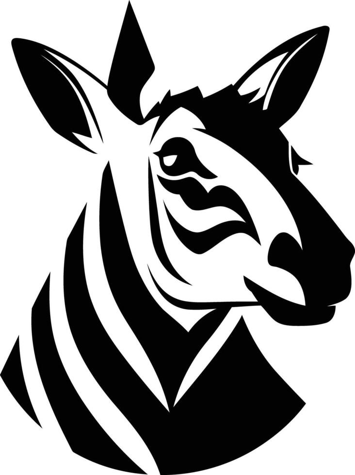 A bold black and white illustration of a zebra's head, perfect for creating a strong and striking logo or design vector