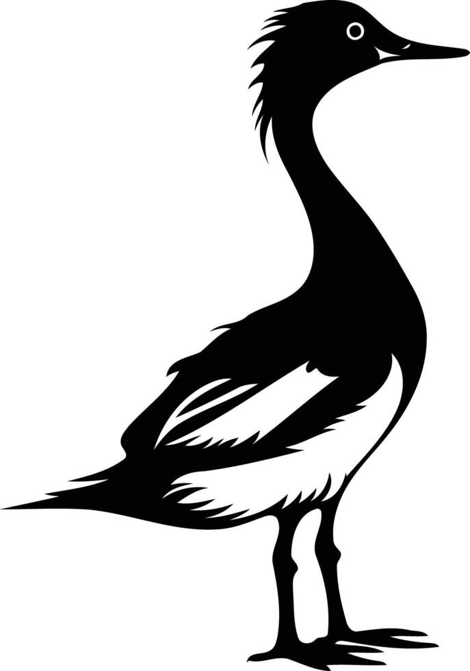 A striking black silhouette of a graceful waterbird, perfect for nature themed designs, logos, and illustrations vector