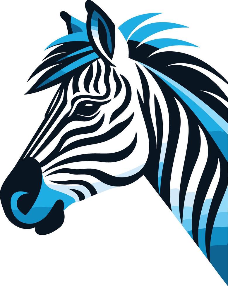 Abstract Zebra Head with Blue Stripes vector
