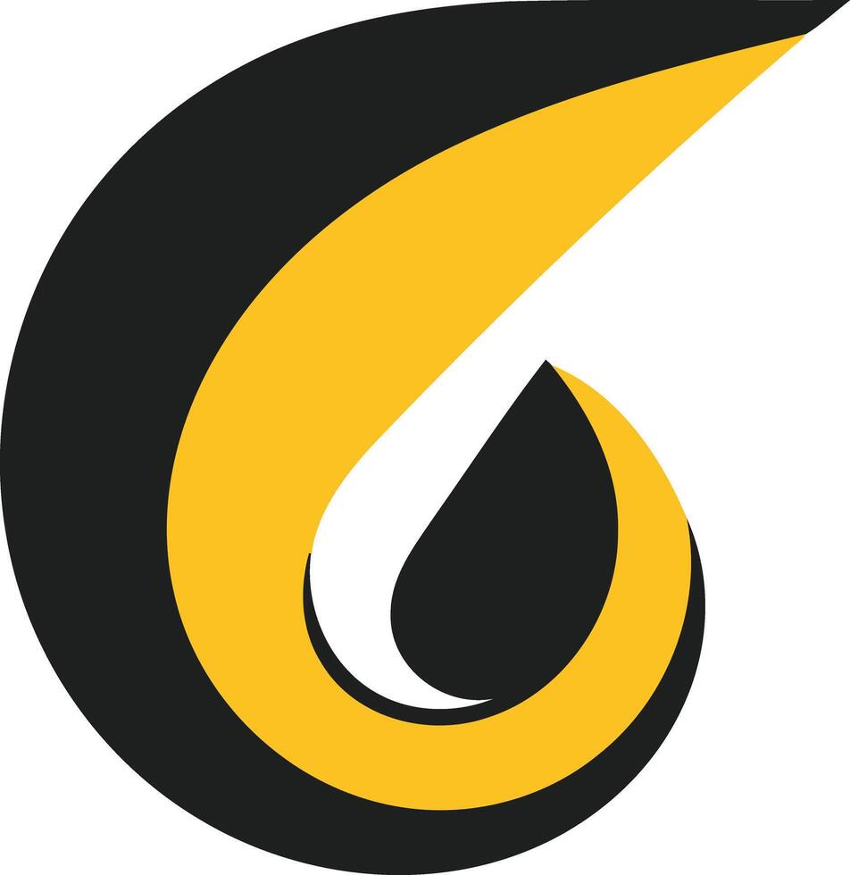 Abstract logo design with a bold, curved shape in black and yellow, perfect for branding a modern company vector