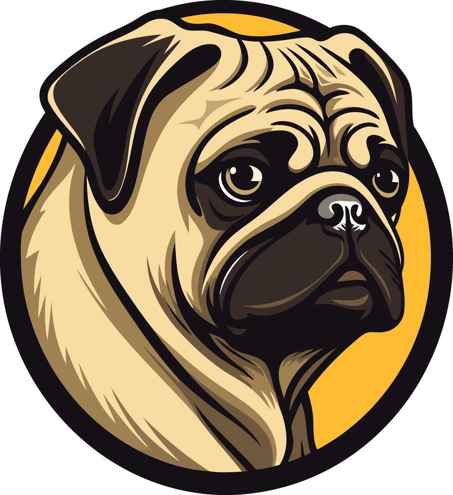 A cute pug dog head illustration, perfect for pet related branding, social media posts, or merchandise vector