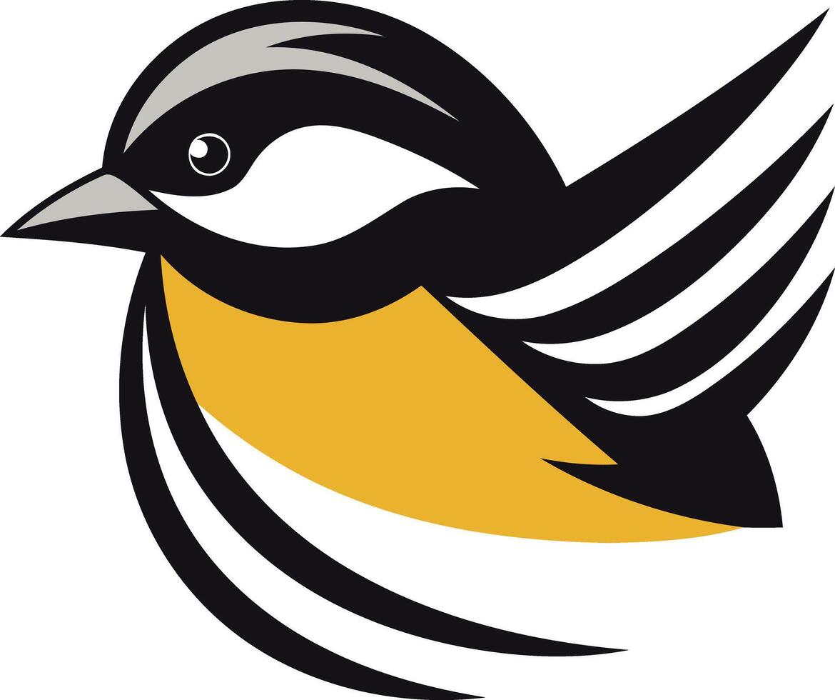 A dynamic, stylized illustration of a bird in flight vector