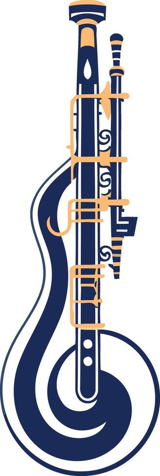 A stylish and unique logo design featuring a stylized clarinet or oboe, perfect for music schools, ensembles, or businesses related to music vector