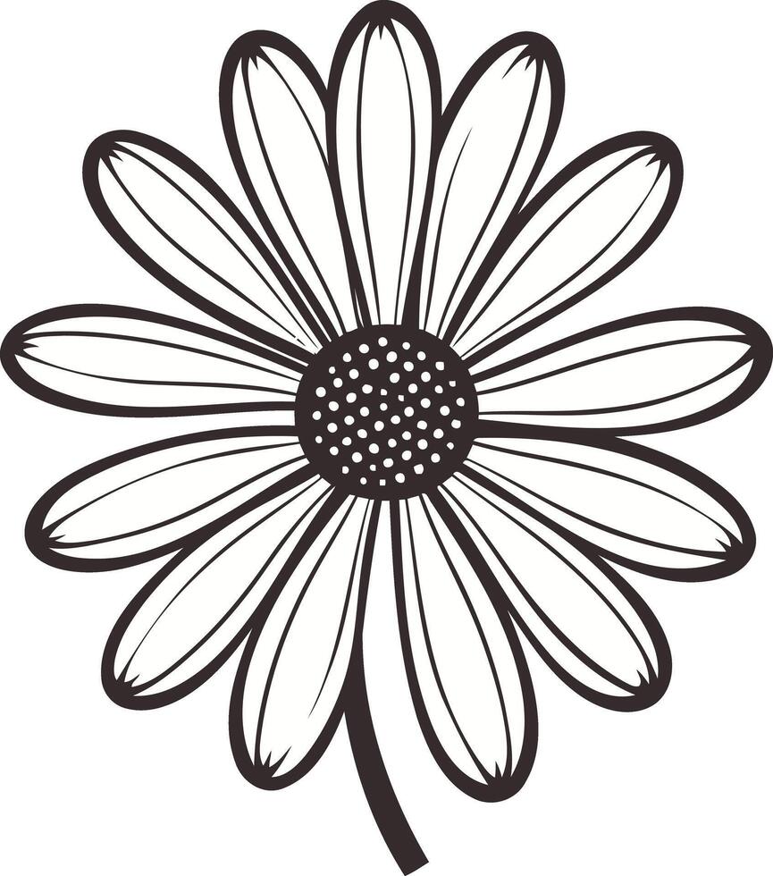 Simple, elegant line drawing of a daisy flower vector