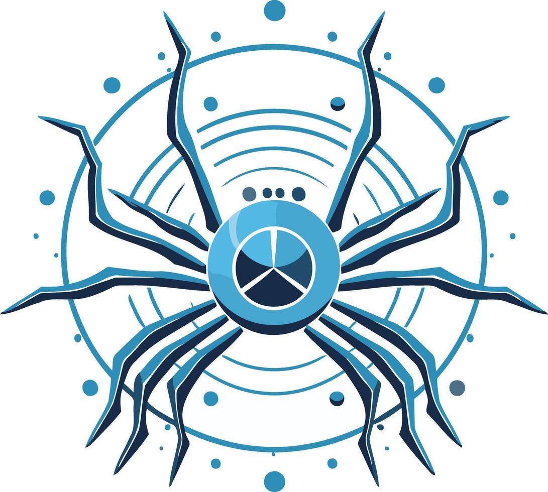 Abstract stylized spider design with circular pattern, perfect for tech, music, or gaming branding vector