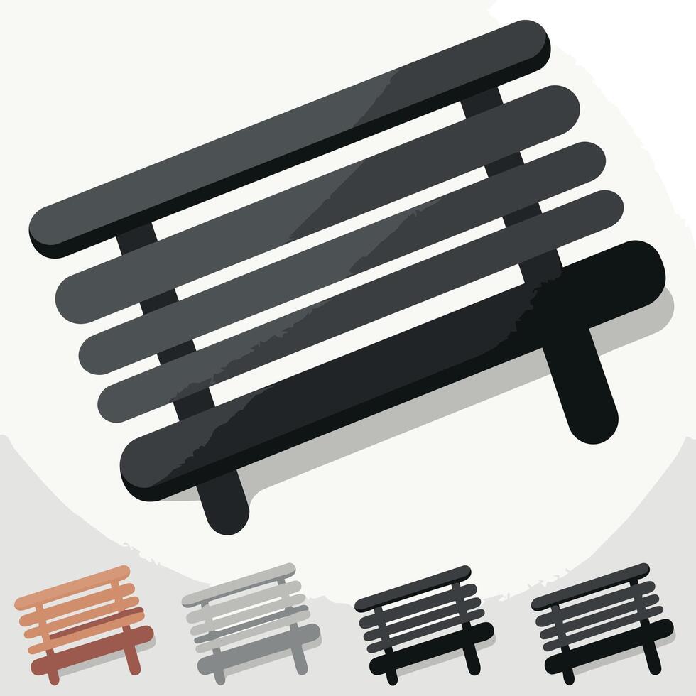 Simple and modern illustration of a black park bench with a long shadow vector