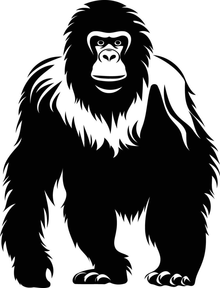 A striking silhouette of a gorilla, standing tall and proud vector