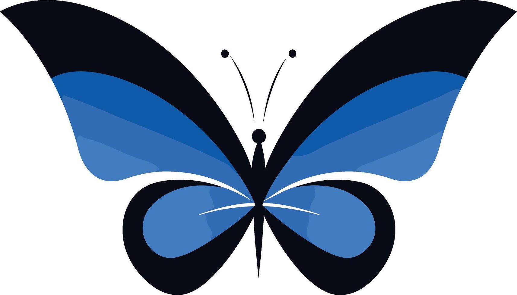 Simple, stylized blue butterfly illustration vector