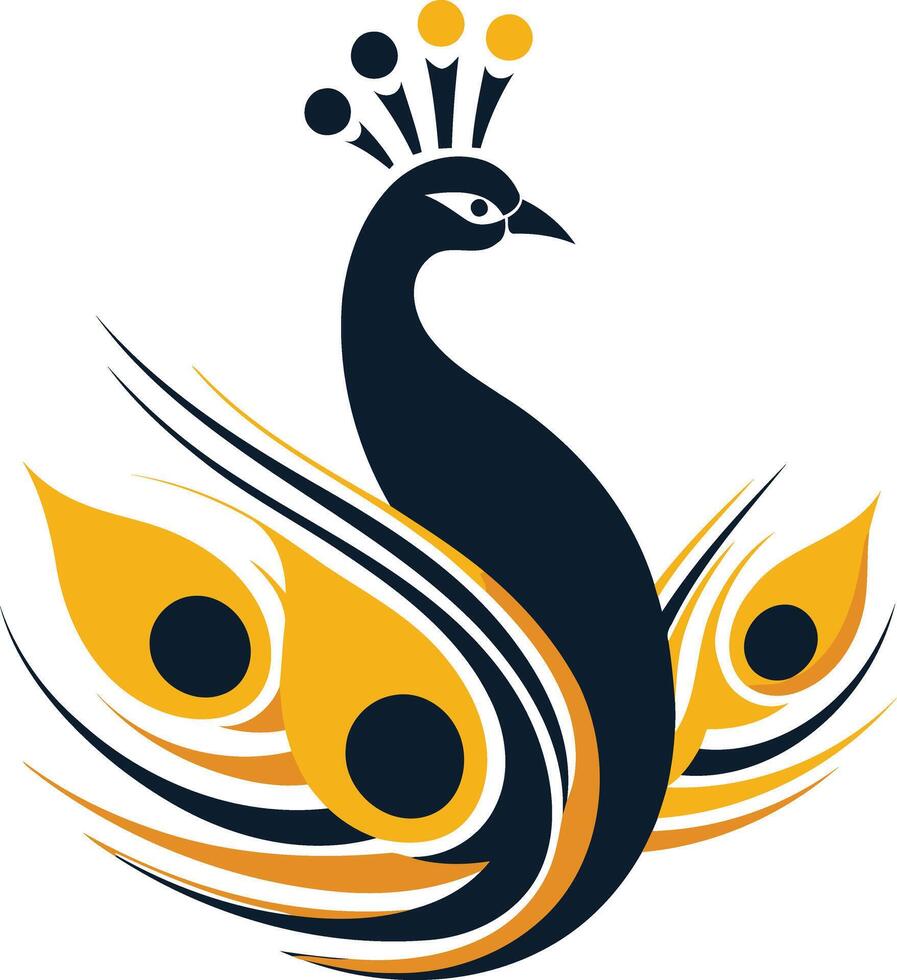 Stylish peacock logo design in blue and yellow vector