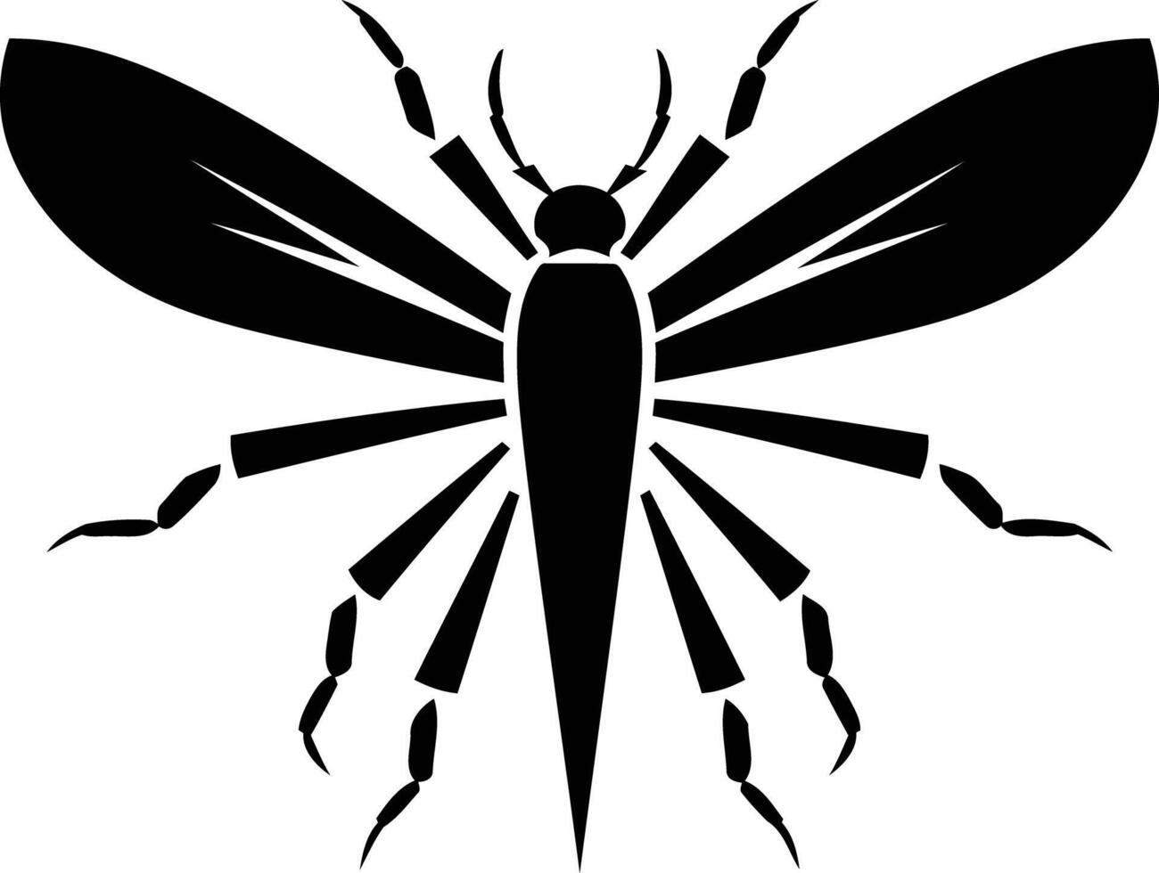 Stylized black and white silhouette of a fly, perfect for branding, design, or illustration projects vector
