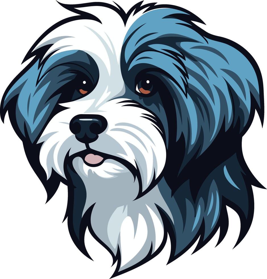 Cute cartoon illustration of a havanese dog with blue and white fur vector