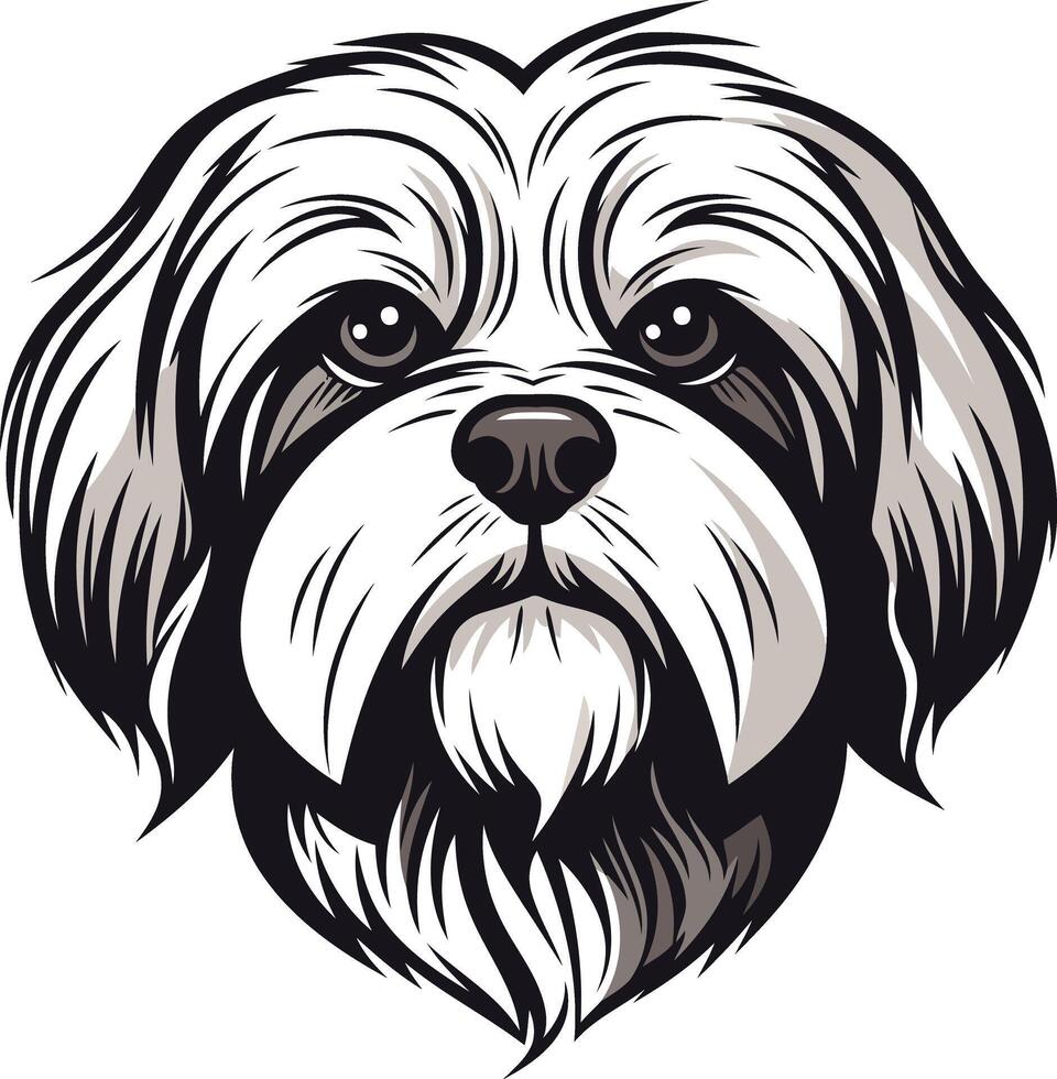 Cute and expressive illustration of a shih tzu dog head, perfect for pet themed designs, prints, and social media vector