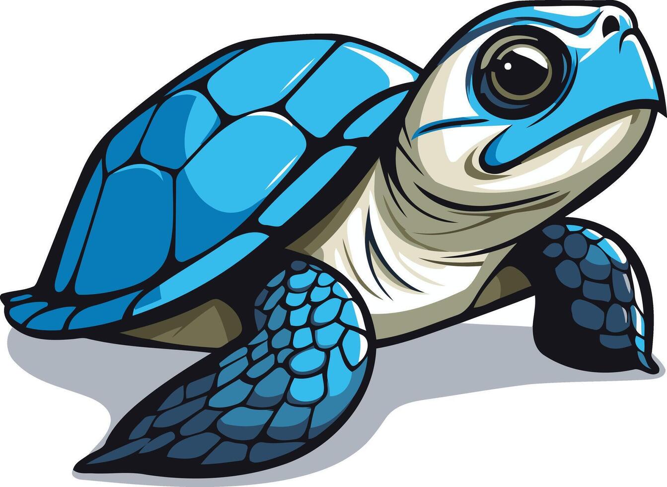 Cute cartoon illustration of a blue sea turtle, perfect for children's books, educational materials, or branding vector