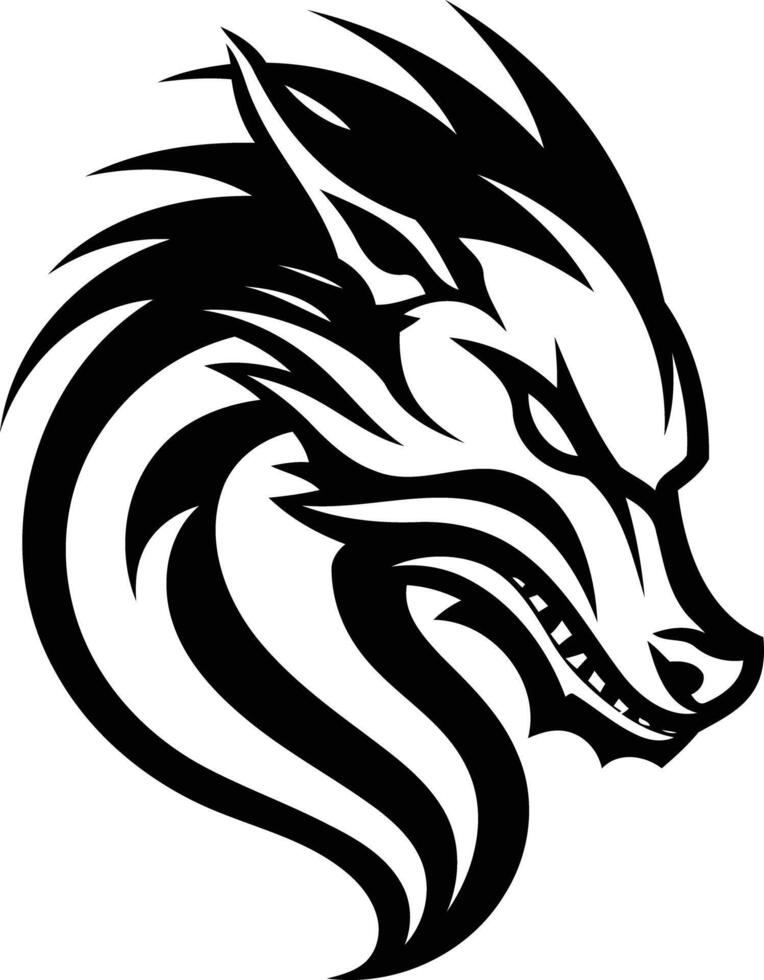 A fierce and stylized wolf head logo, perfect for branding, t shirts, and other designs vector