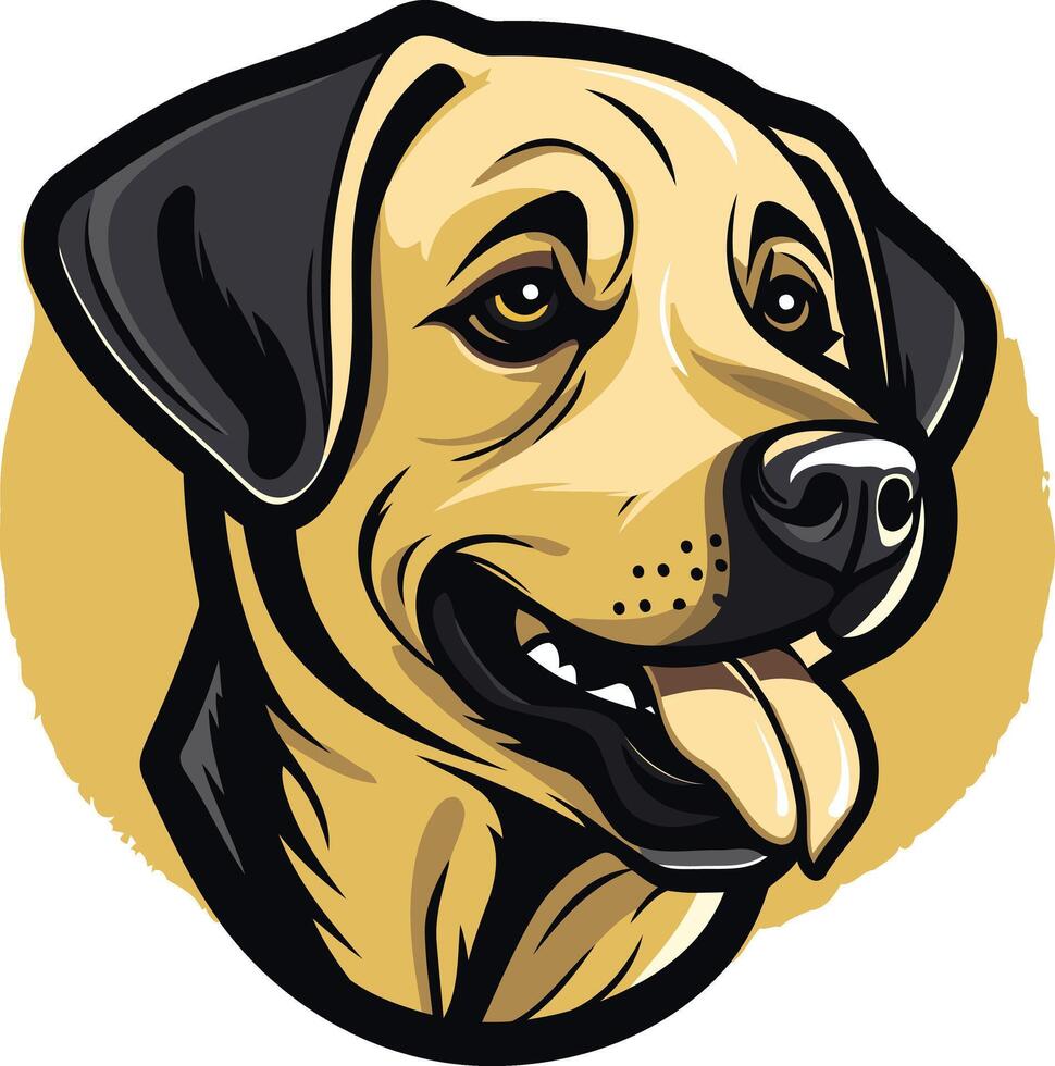 A friendly, cartoon style labrador retriever head with a big grin vector