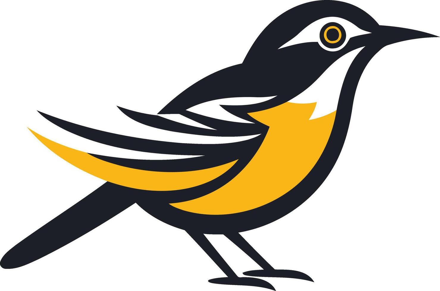 A bold and stylized illustration of a bird with yellow and black plumage, perfect for branding, logos, and nature themed designs vector