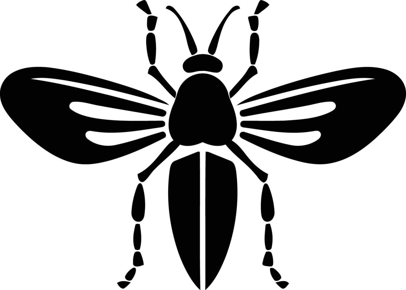 Simple yet impactful black and white silhouette of a fly, perfect for branding, signage, or graphic design projects vector