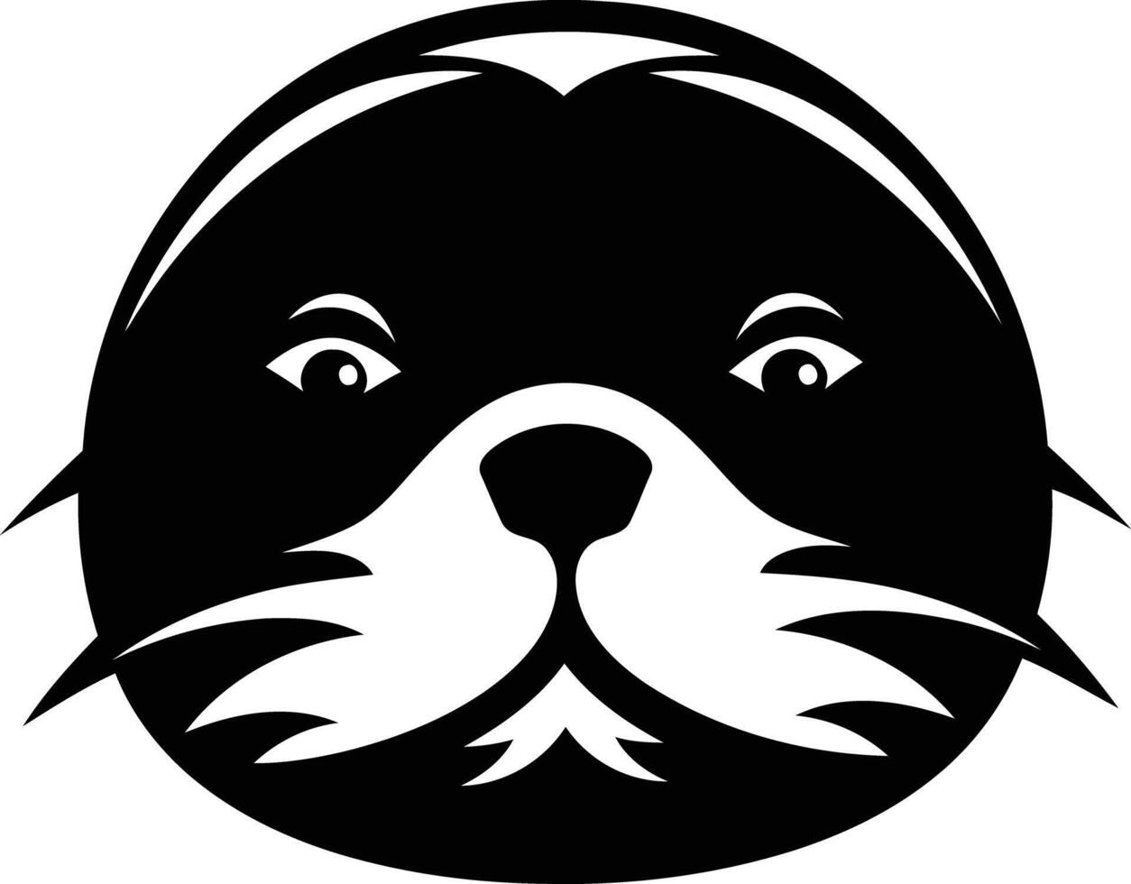 Simple black and white illustration of a seal's face vector