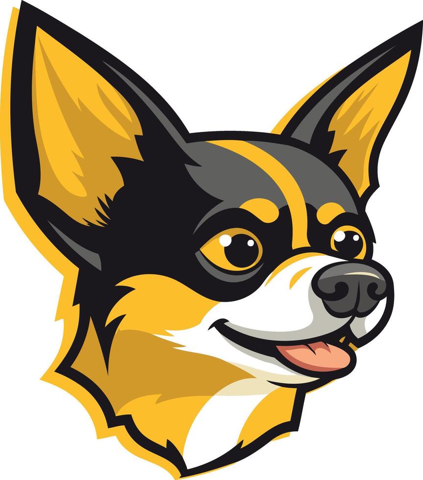 A friendly, cartoon style chihuahua mascot with big eyes and a playful smile, perfect for branding or marketing related to pets, dog products, or businesses with a playful, energetic vibe vector